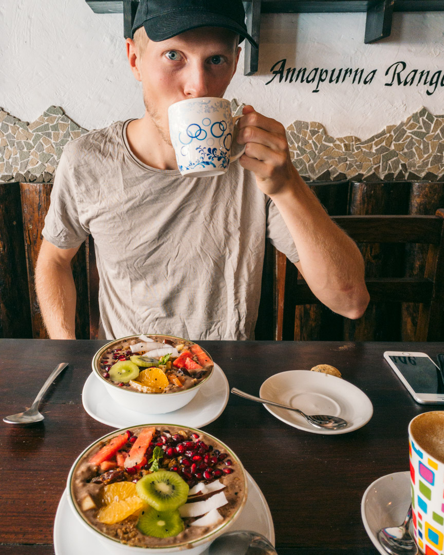 Smoothie bowls and coffee at am/pm organic cafe in Pokhara