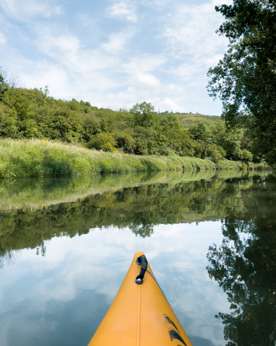 Paddling on the river in Saale-Unstrut