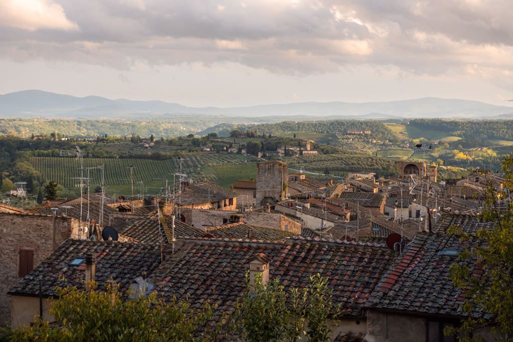 Panoramic view of the vineyards from Via Degli Innocenti