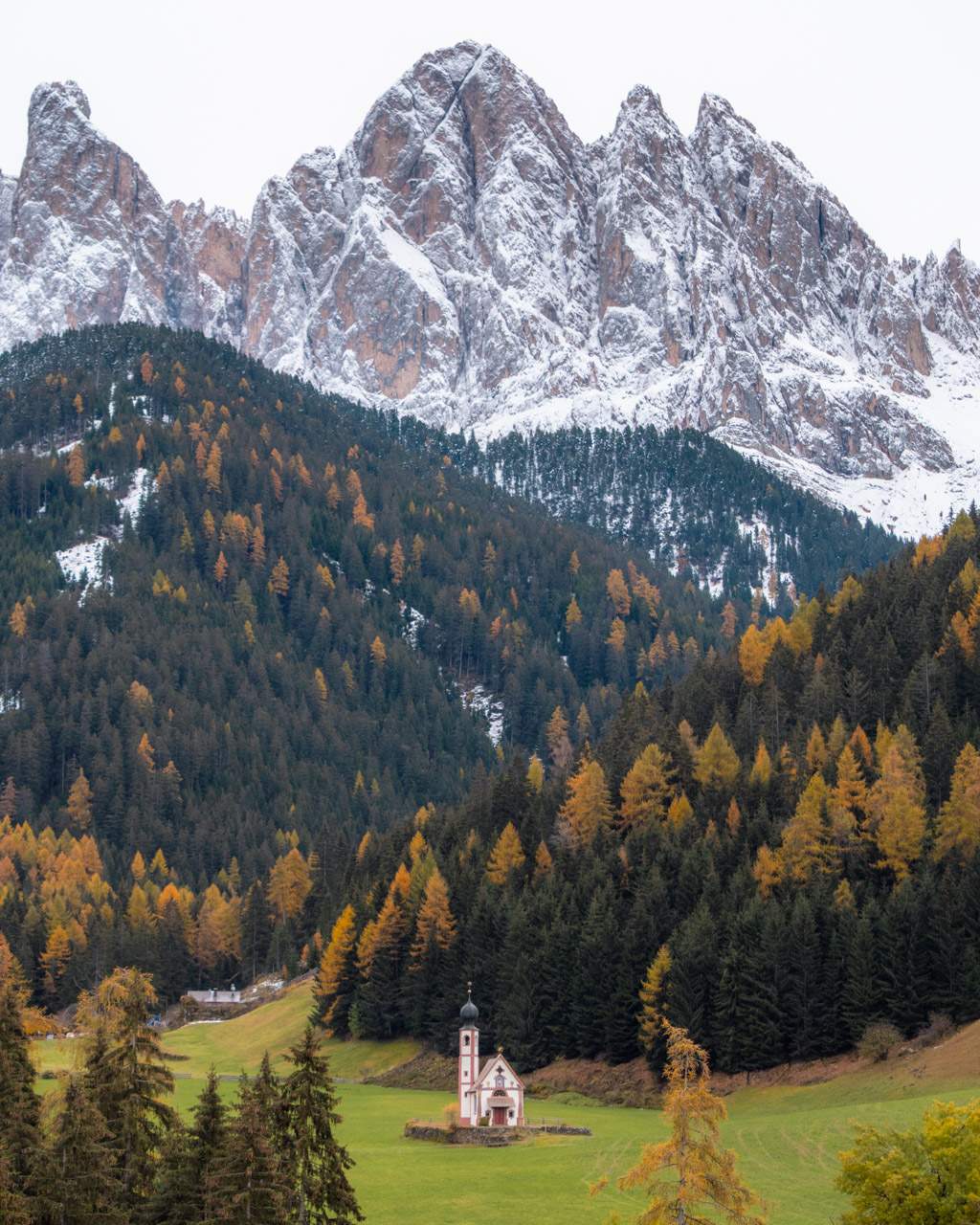 San Giovanna church with mountains in the background