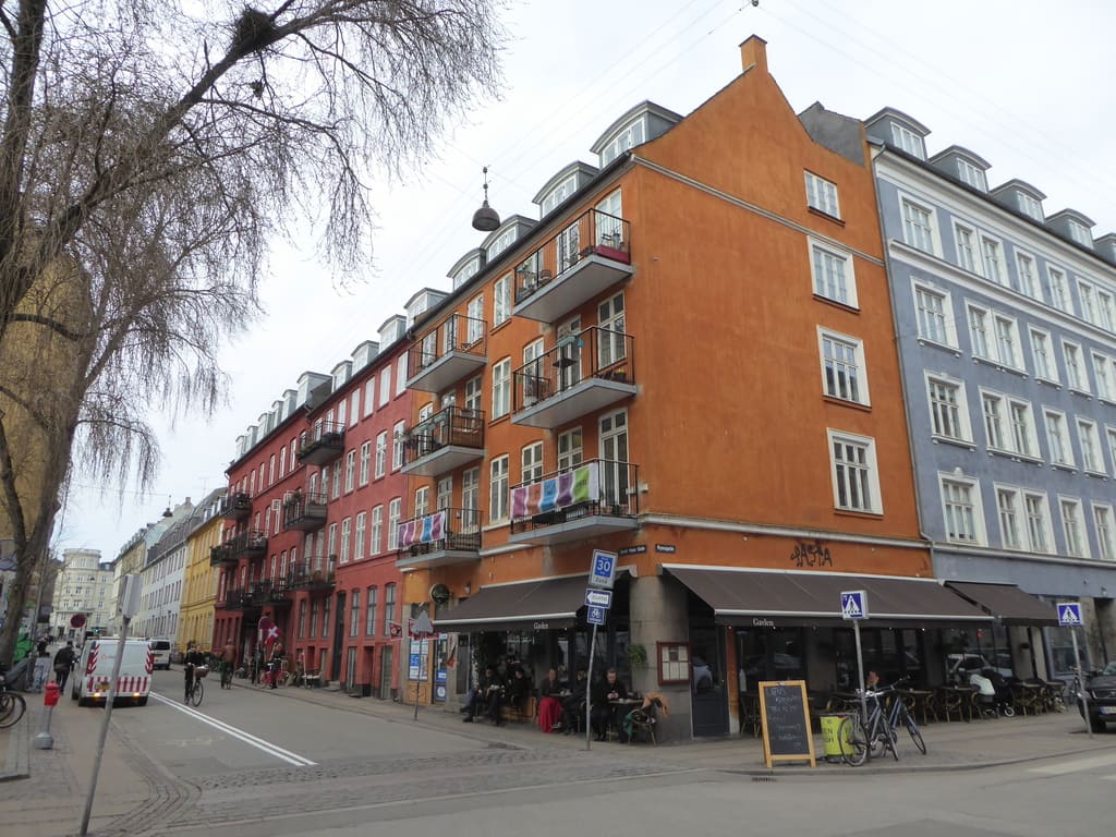 Corner of Sankt Hans Gade with colourful houses