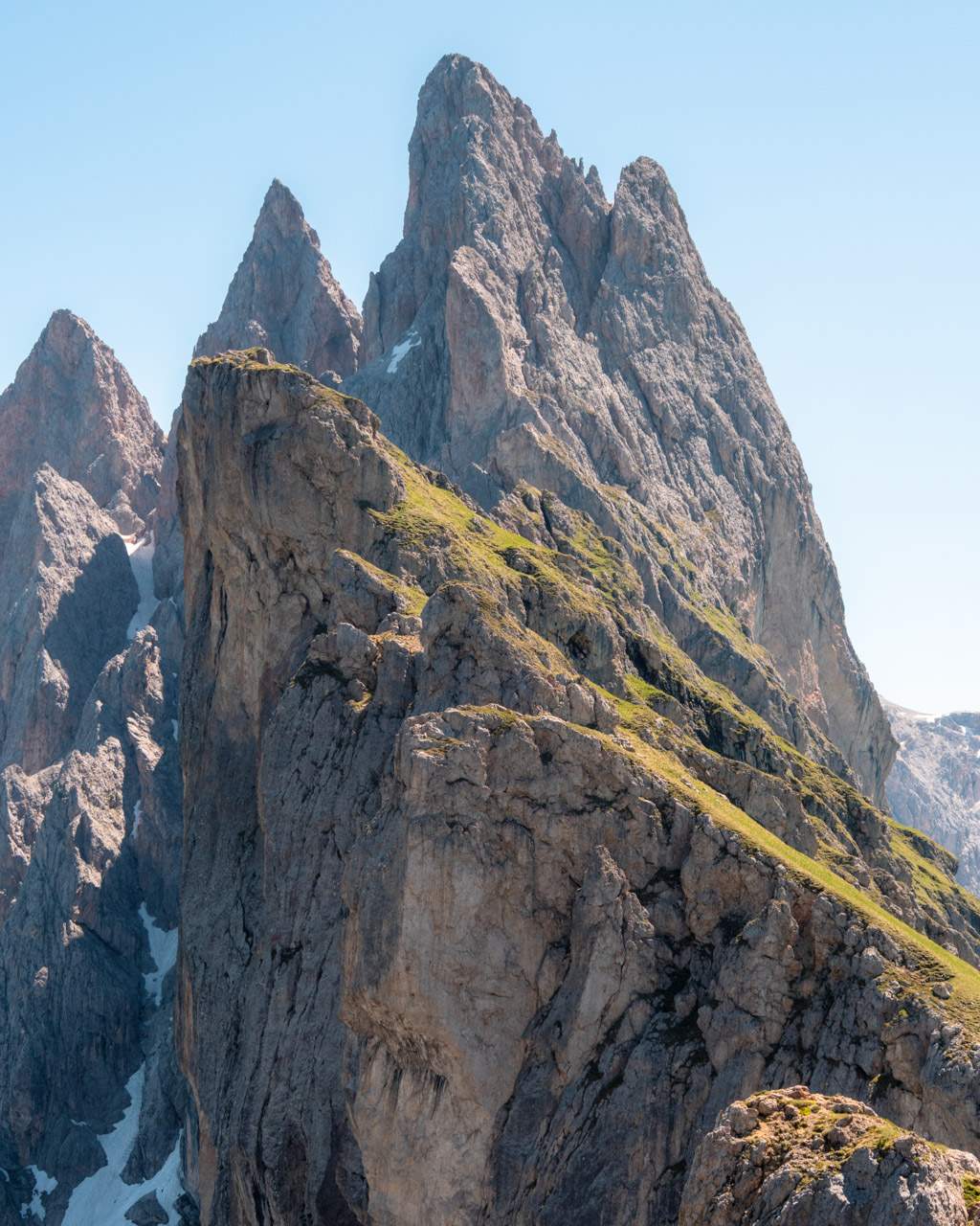 Seceda's jagged mountain peaks