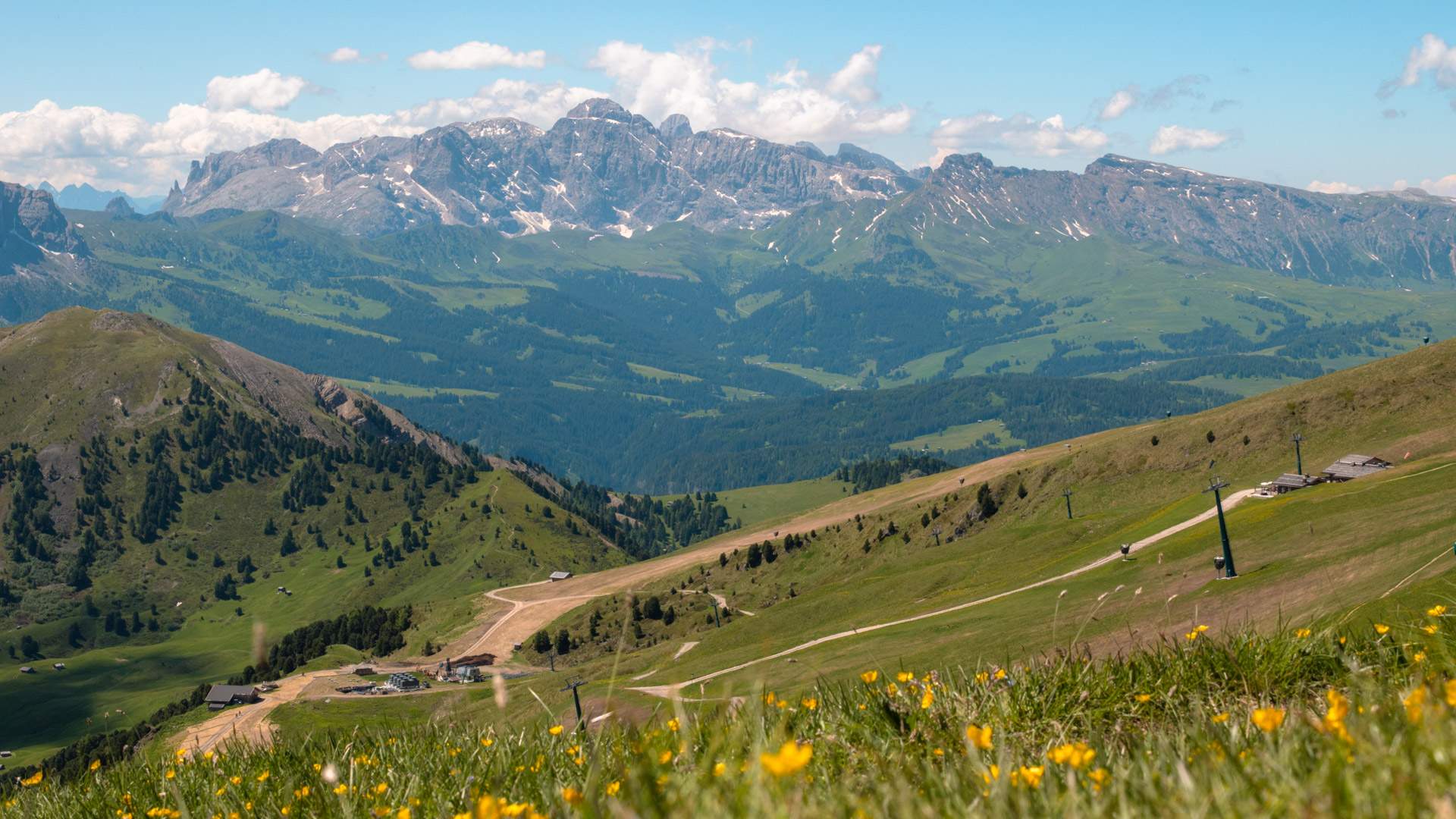 Hiking trails at Seceda in the Dolomites