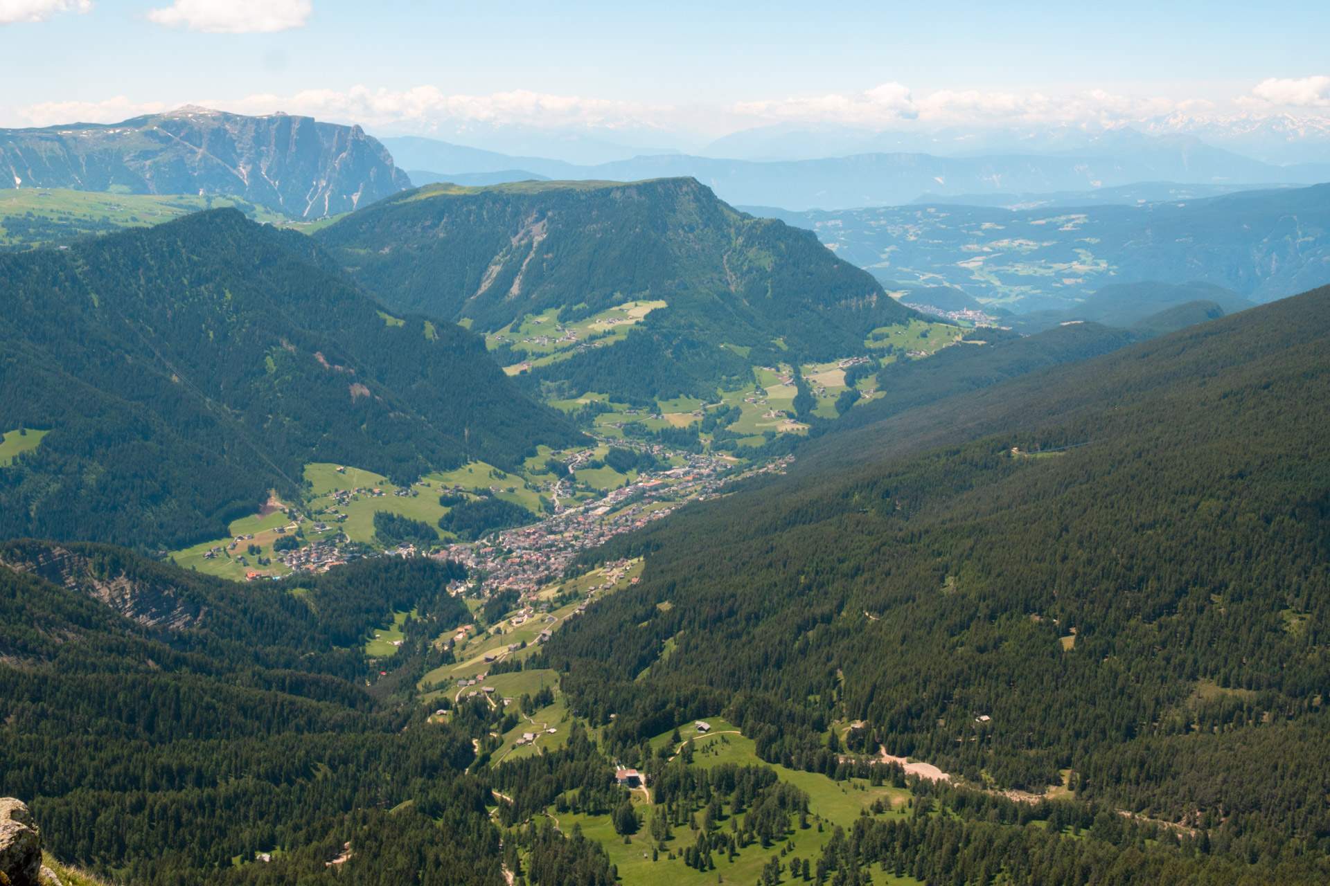 Ortisei in Val Gardena seen from Seceda