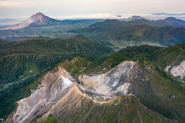 Sibayak Volcano drone shot