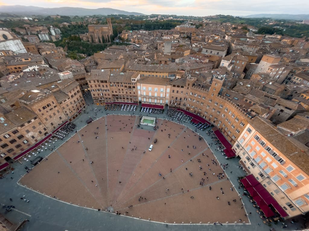 Piazza del Campo seen from the top of Torre del Mangia