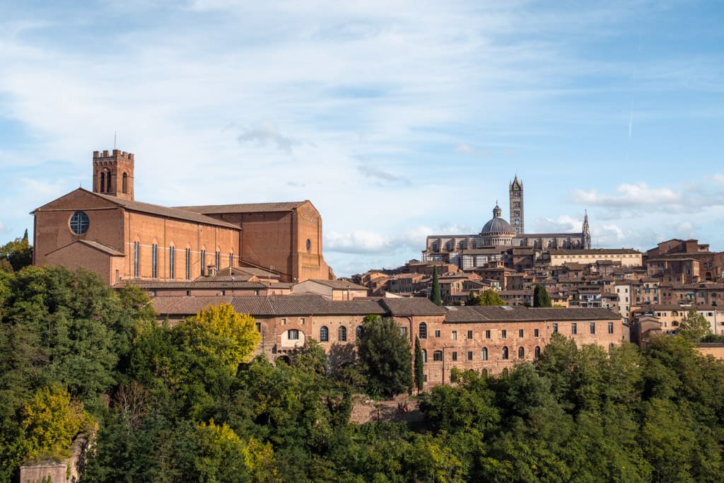 Basilica di San Domenico on the left and Siena Cathedral on the right