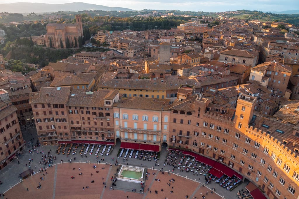 Piazza del Campo seen from the top of Torre del Mangia