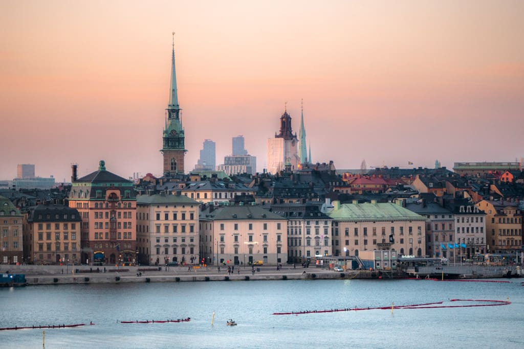 Gamla Stan skyline in the sunset