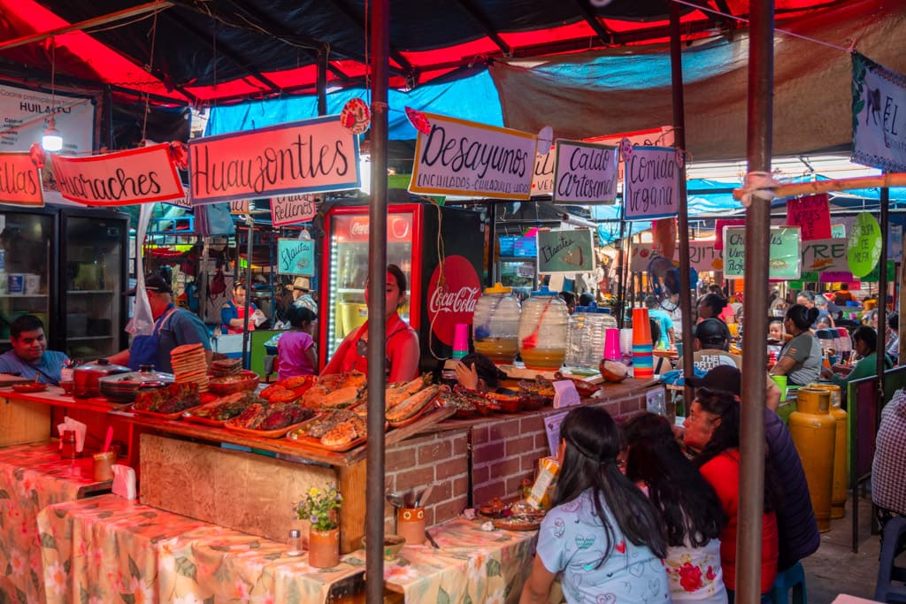 Food stall in the marketplace in Tepoztlan