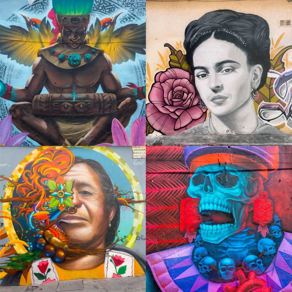 Collage of street art in Tepoztlan