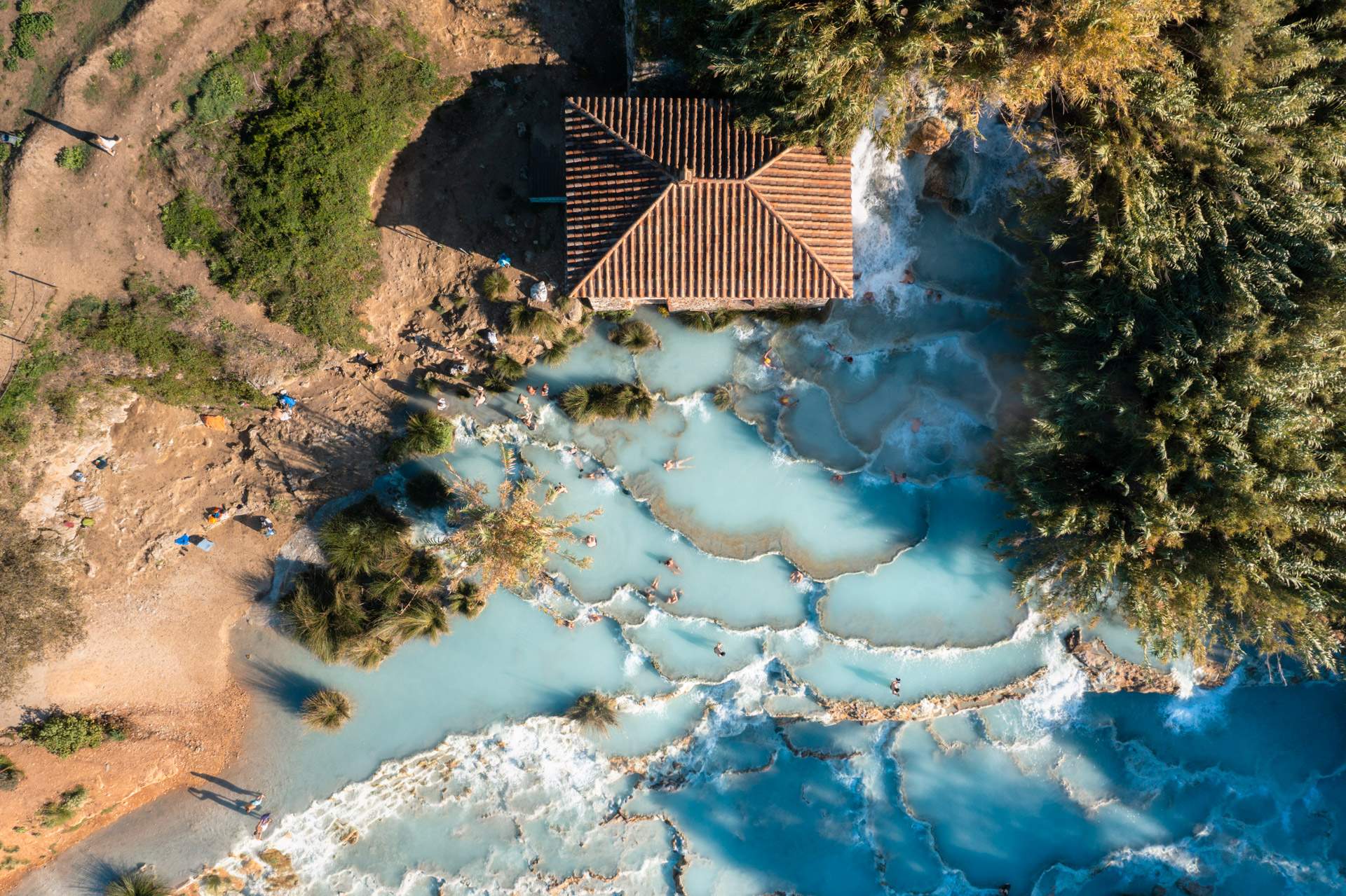 Tuscany hot springs from above
