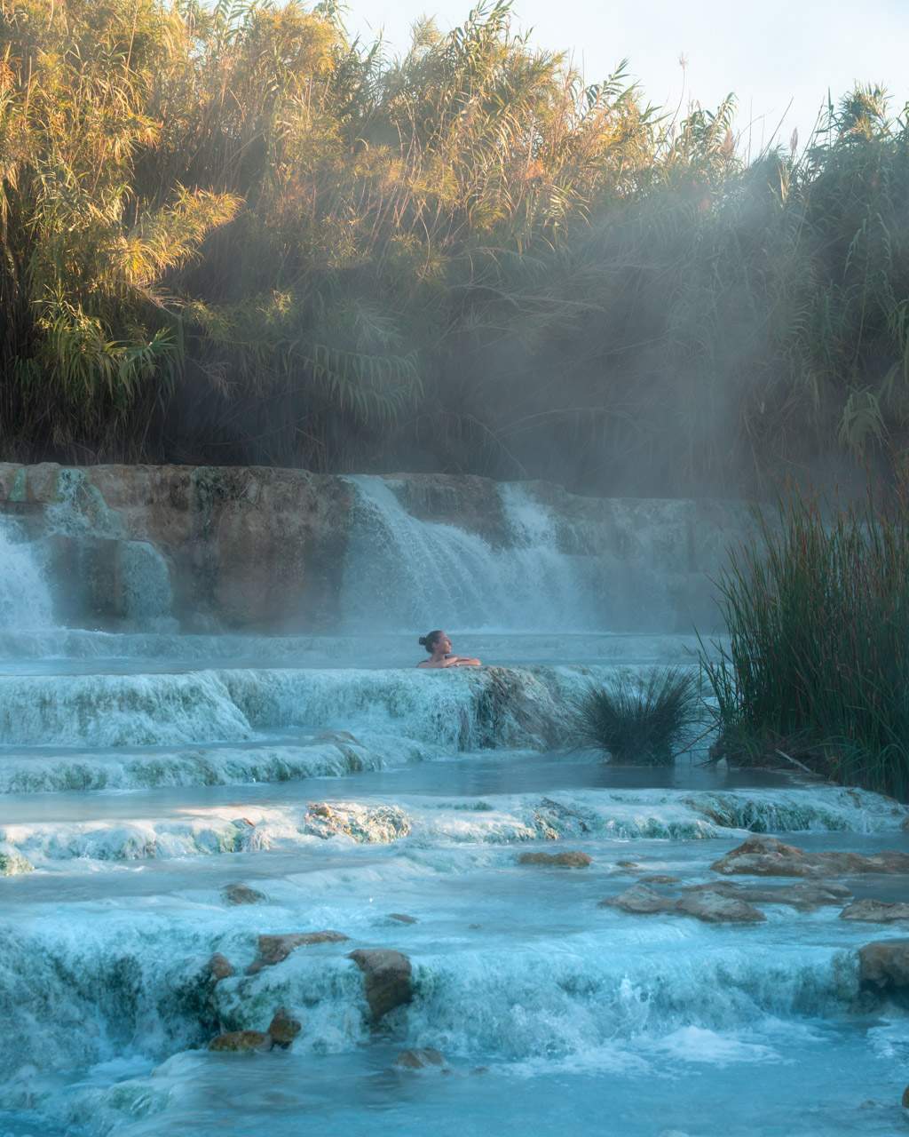 Victoria in Saturnia Hot Springs early in the morning
