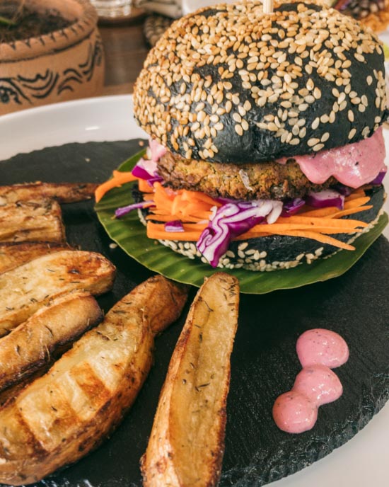 Charcoal falafel burger