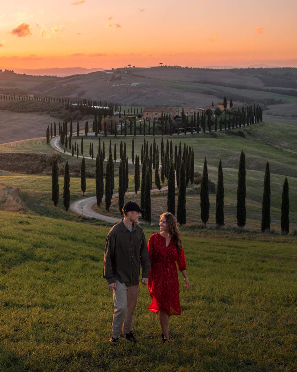 Alex and Victoria at the sunset spot in Tuscany
